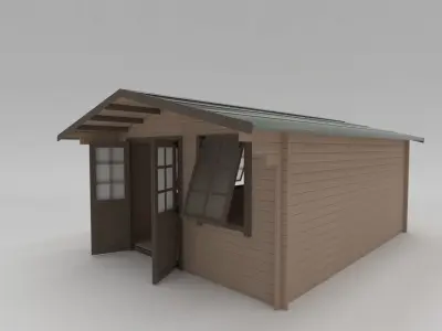 Summer House Log Cabin Garden Office 3D model