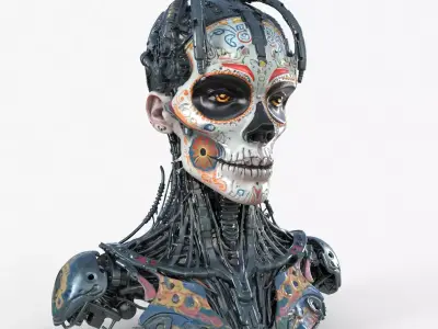 Cybernetic Humanoid Head High Detail 3D model