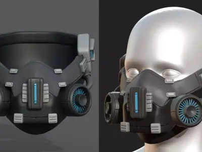 Gas mask helmet scifi futuristic military  Low-poly 3D model