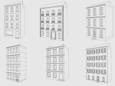 Cartoon Buildings Pack Low-poly 3D model