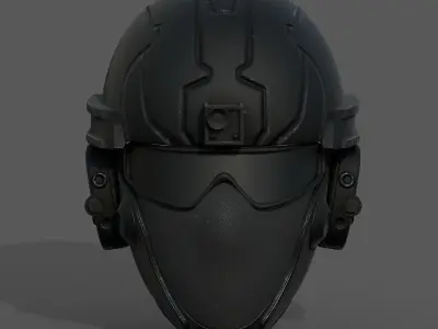 Helmet scifi military combat futuristic technology  Low-poly 3D model