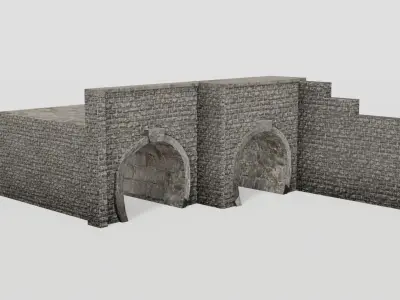 Double railway tunnel Low-poly 3D model