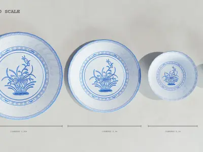 Chinese Porcelain Dinnerware Low-poly 3D model