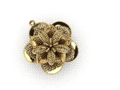 pendant21 gold plated flower bead 3D print model