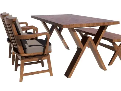 dining set 4 seat 3D model
