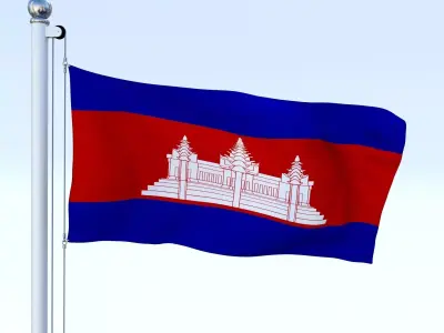 Animated Cambodia Flag Low-poly 3D model