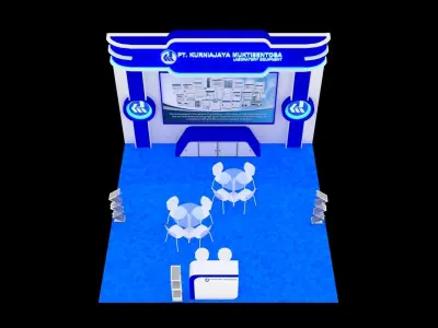 Booth Exhibition Design size 6x6 m three sides open Low-poly 3D model