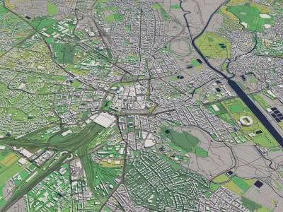Leipzig Germany 30x30km 3D City Map 3D model