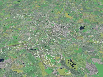 Birmingham England UK 30x30km 3D City Map 3D model