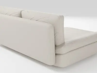 Stylish fabric sofa in beige tones 3D model