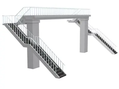 Footbridge bridge with stairs leading up to it 3D model