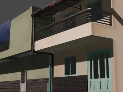 3D model of a simple house Low-poly 3D model