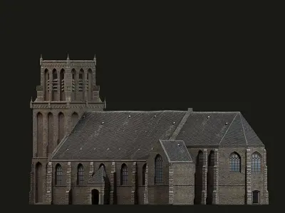 Medieval Church Low-poly 3D model