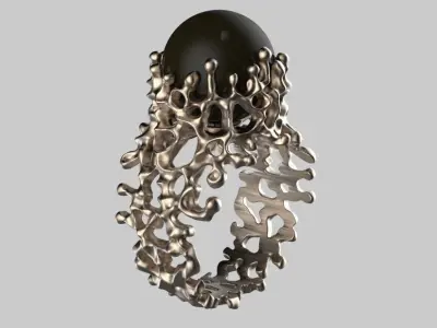 Coral Black Pearl  Ring light version 3D print model