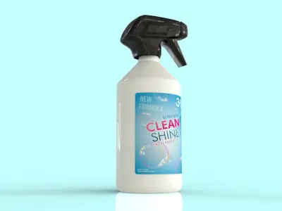White plastic spray bottle - detergent  cleaning  3D model