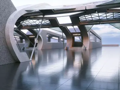 Futuristic Sci-fi Corridor- Architectural Background- V1U3 3D model