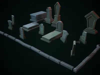 Stylized graves Low-poly 3D model