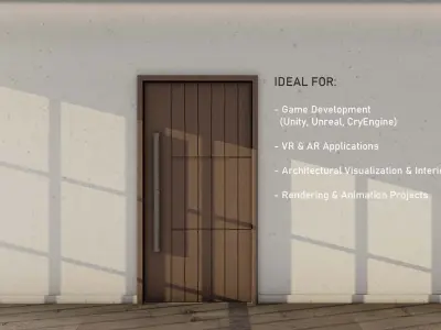 Natural Veneer Door with Japanese-Style Wooden Panels 14 Low-poly 3D model