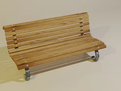 Bench low poly wooden Low-poly 3D model