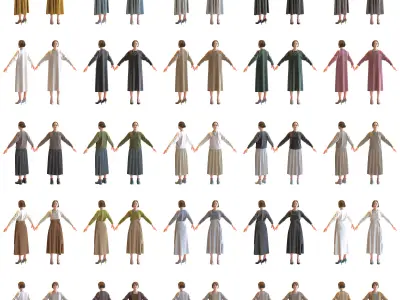 30x A-pose Asian People Bundle 3D Model Pack