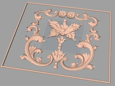 Door flower relief model STL format for CNC carving E484 3D model