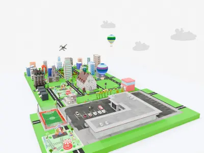 Complete Game Ready City Pack Low-poly 3D model