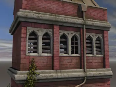 Victorian house with a gate 3D model