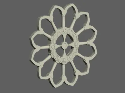 Italian church window stone cross 3D model