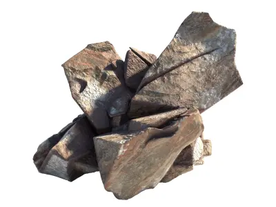 Red stone rock  Low-poly 3D model