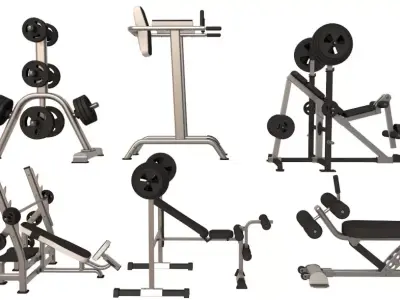 Press Bench barbell collection 3D model