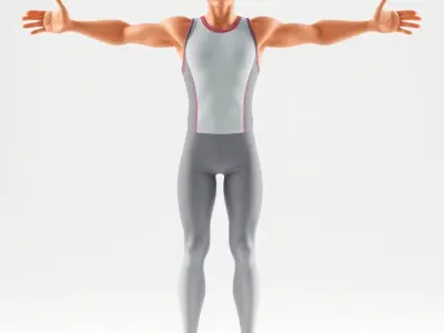 Athletic Male D Character Model Rigged and Animated Low-poly 3D model