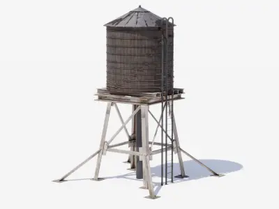 Water Tower 02 Low-poly 3D model