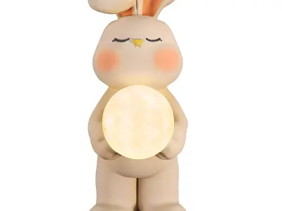 Stylized Rabbit Figurine Moon Lamp Low-poly 3D model