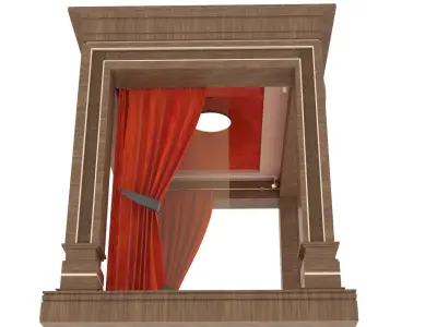 stage wooden with curtains 3D model