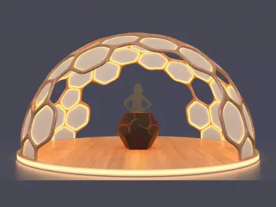 Kiosk hexagonal dome with lights 3D model