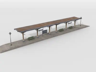 Old railway platform 3D model
