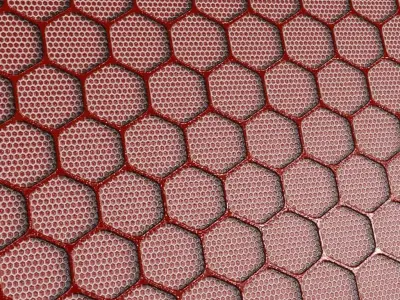 Red Hexagonal Metal Grille PBR Seamless Texture