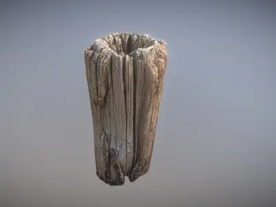 Wooden pole from a seaside Low-poly 3D model