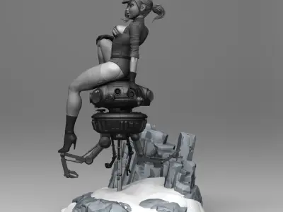 Starwars Imperial Admiral Girl and Probe-droid 3D print model