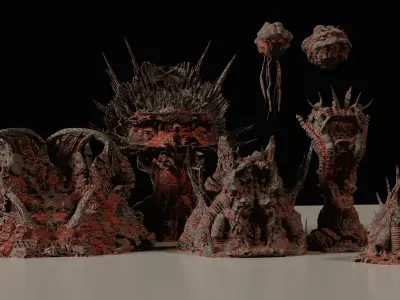 Bio-Organic Alien Structures Kitbash 3D Assets 3D model