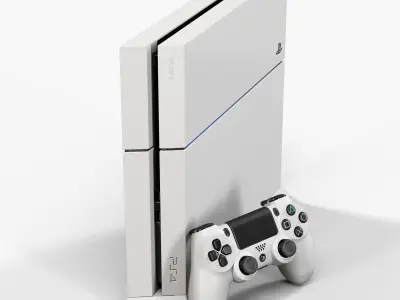 Sony PlayStation 4 with Stand White Low-poly 3D model
