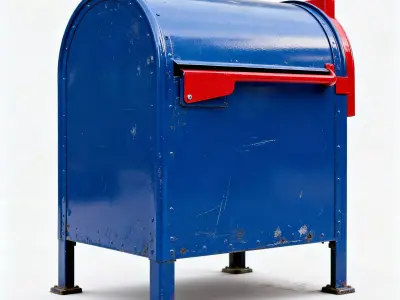 Standard Blue Public Street Mailbox 3D Model Low-poly 3D model