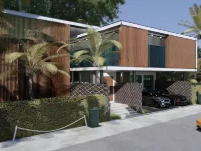 Elegant Modern Architectural Exterior Low-poly 3D model