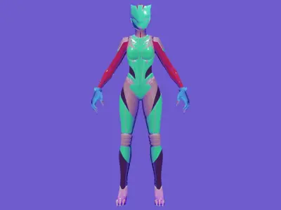 Cat Neon Low-poly 3D model