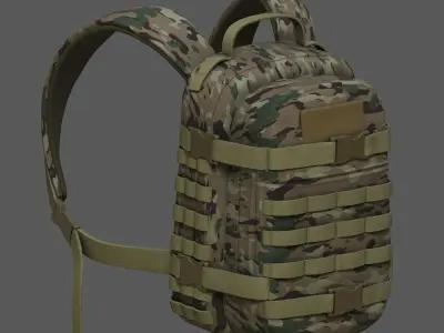 Backpack military combat soldier armor scifi  Low-poly 3D model