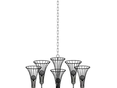 lumien chandelier with metal baskets hanging from it 3D model