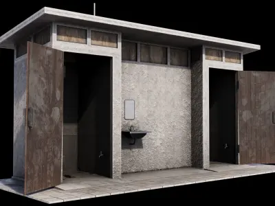 Asian Toilet Pack Low-poly 3D model