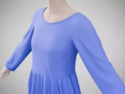 Dress 25 Very Light Blue Low-poly 3D model