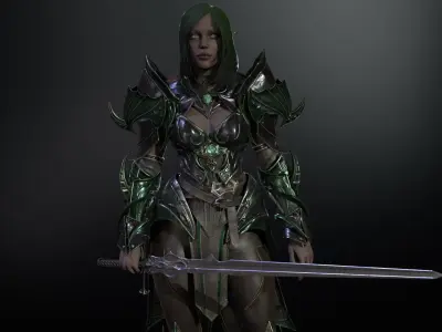 ElfGirlFighter Low-poly 3D model