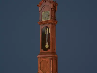 Rigged Grandfather Clock Low-poly 3D model